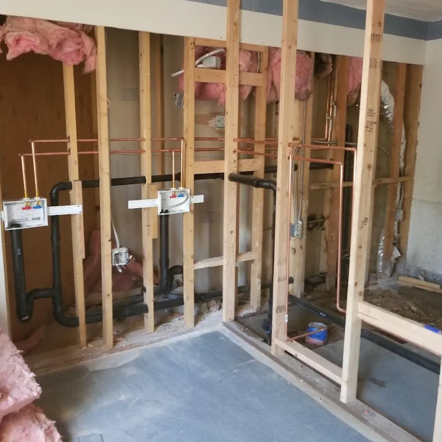 Copper pipe rough-in and plumbing installation in Delran